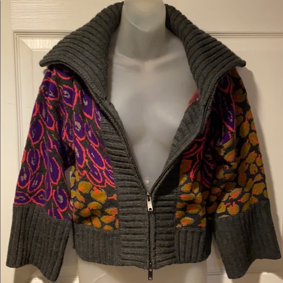 DKNY Cashmere Lambswool Zip Front Sweater Jacket M - Picture 2 of 9